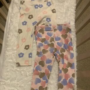 Toddler Heart & Flower Leggings Set - Pink, Blue, Brown